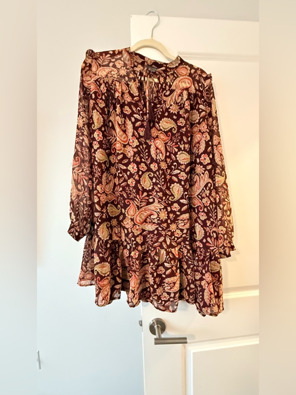 Dress Forum Paisley Print Tunic in Burgundy and Coral